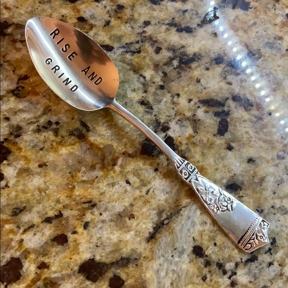 "Rise and Grind" stamped spoon